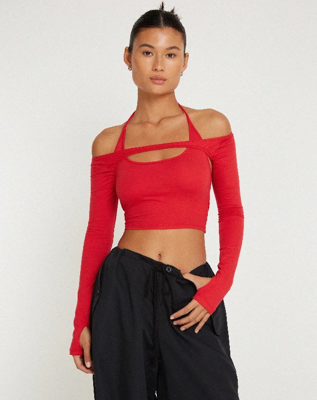 Brandy Long Sleeve Top in Racing Red