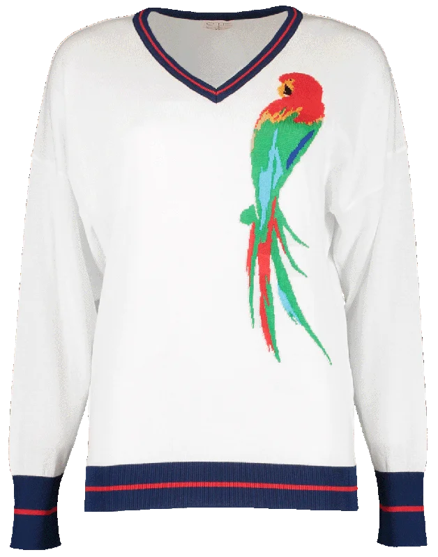 V-Neck Parrot Sweater