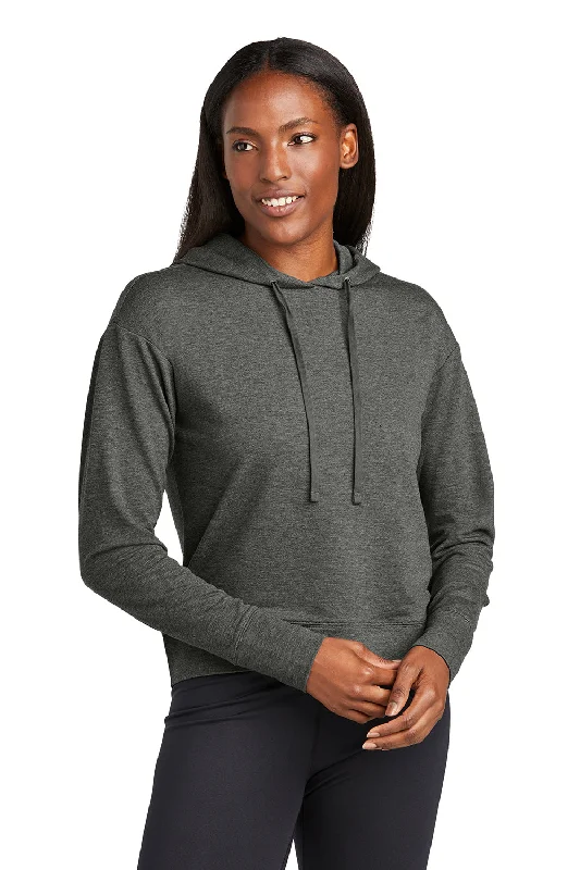 Sport-Tek Womens Sport-Wick Moisture Wicking Flex Fleece Hooded Sweatshirt Hoodie - Heather Dark Grey