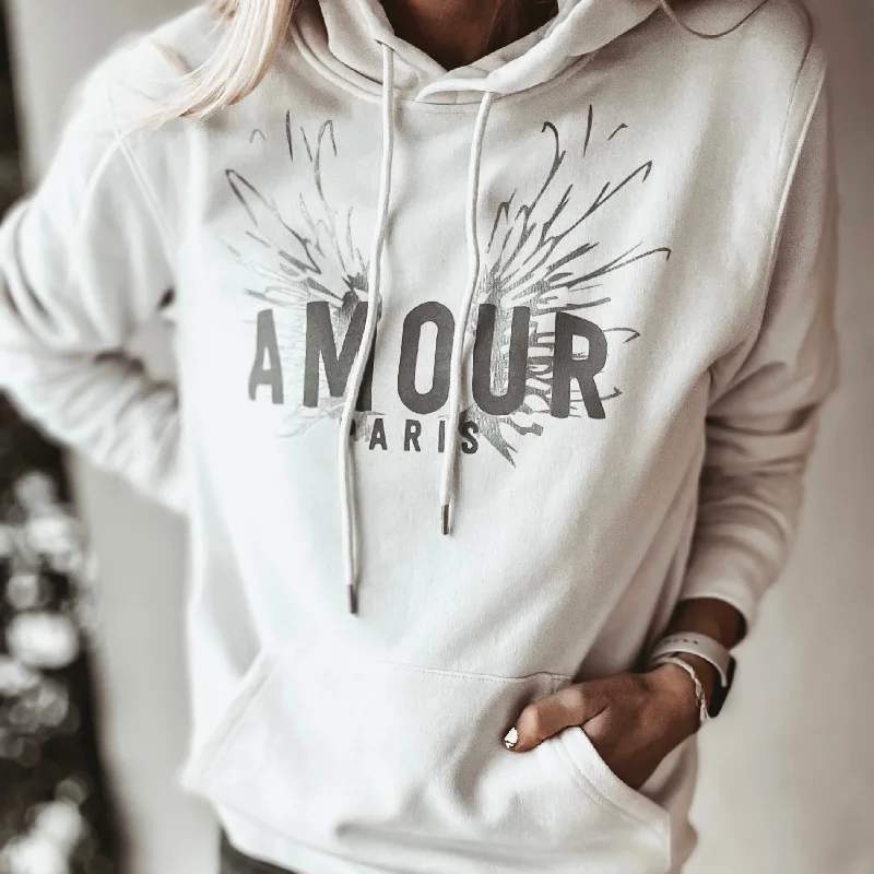 Cream AMOUR silver wings hoody