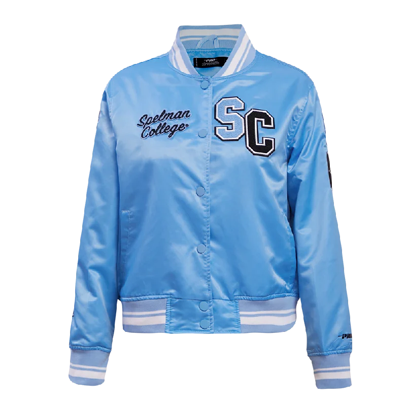 SPELMAN COLLEGE CLASSIC RIB SATIN JACKET (UNIVERSITY BLUE)