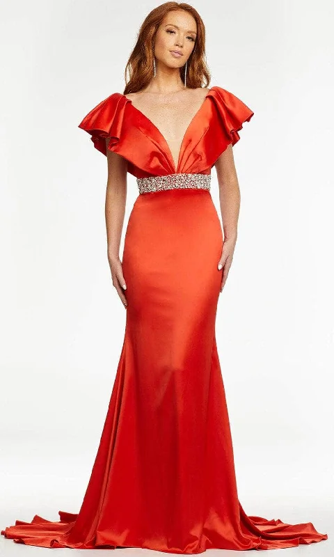 Ashley Lauren - 11130 Plunging Neck Trumpet Evening Gown