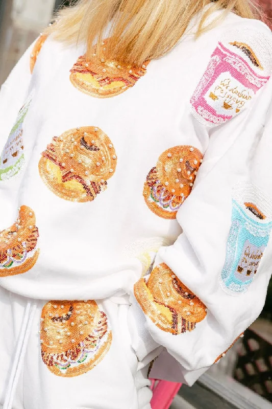 White Bagel Sandwich & Coffee Sweatshirt