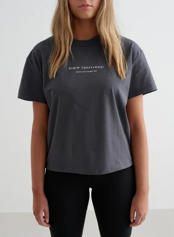 Shadow Grey Serif Boxy T-shirt