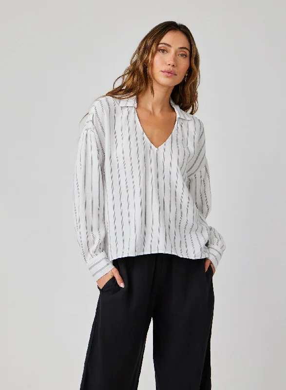 Long Sleeve Pullover Shirt - Makana Beach Stripe