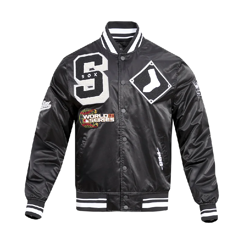 MLB CHICAGO WHITE SOX MASHUP MEN'S RIB SATIN JACKET (BLACK/GRAY)