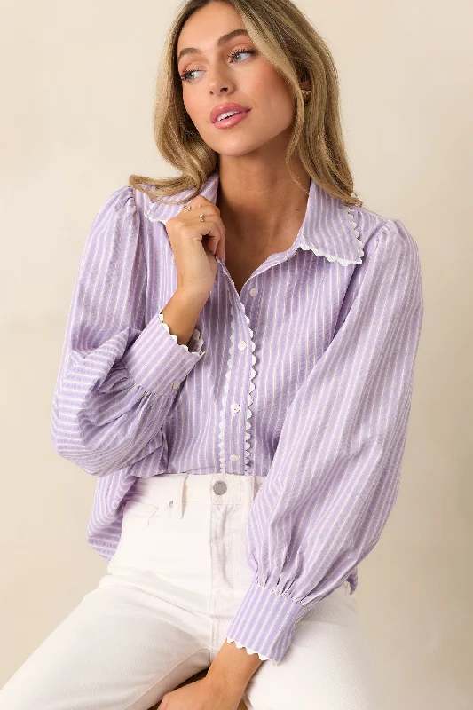 In the Quiet Shade Lavender Button Front Blouse