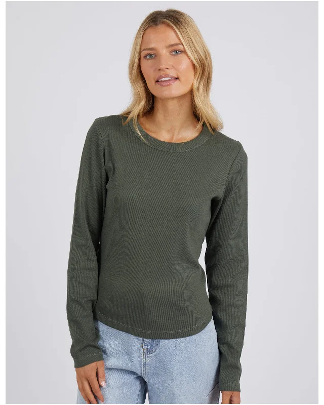 Foxwood Scoop Long Sleeve Rib - Khaki