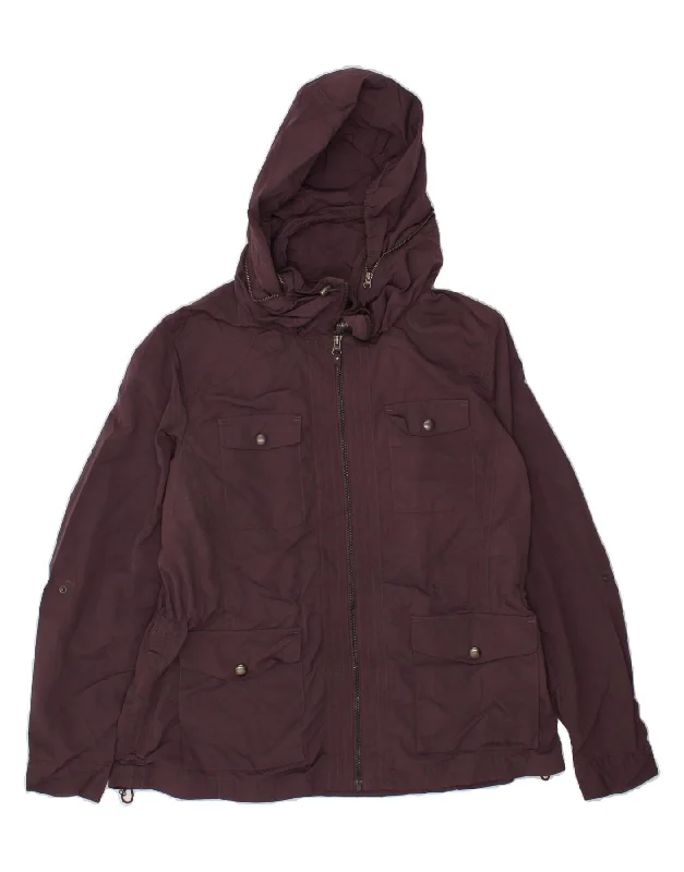 EDDIE BAUER Womens Hooded Utility Jacket UK 16 Large Maroon