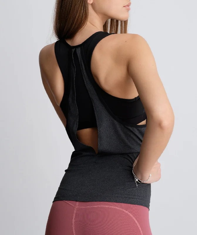 Aero Tank Top with Sports Bra in Steel Grey