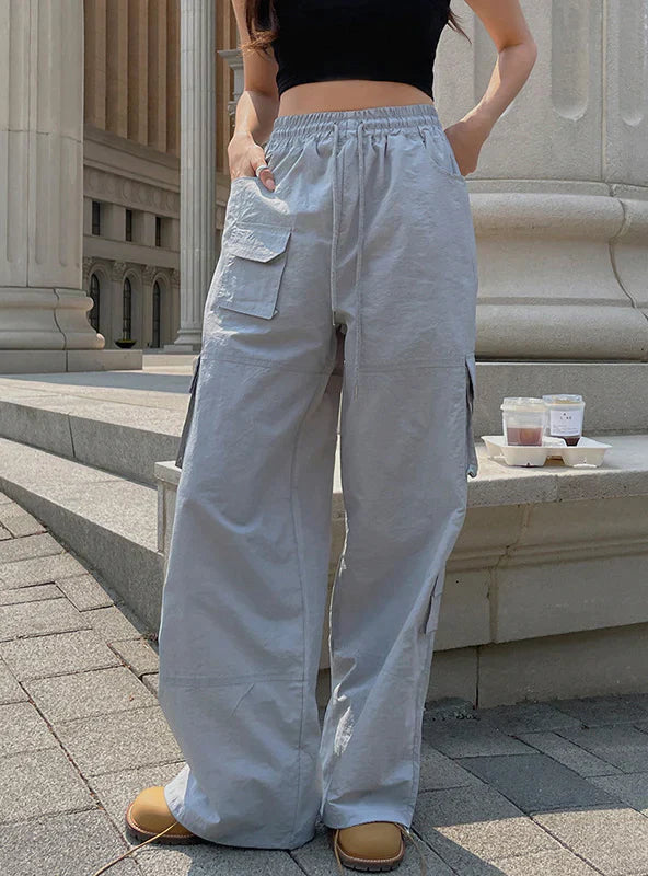 TastyHottie - MULTI-POCKET ELASTIC HIGH WAIST LOOSE STRAIGHT PANTS