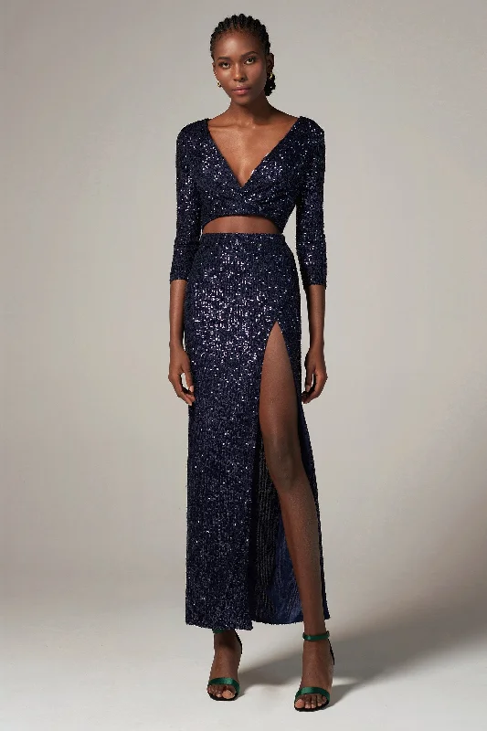 Sheath-Column Ankle Length Sequined Dress CS0294