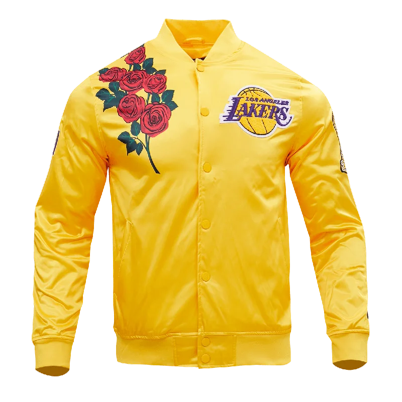 NBA LOS ANGELES LAKERS ROSE MEN'S SATIN JACKET (YELLOW)