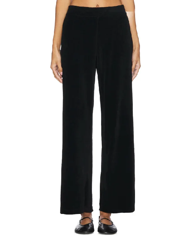 Holly Velour Wide Leg Sweatpant Black