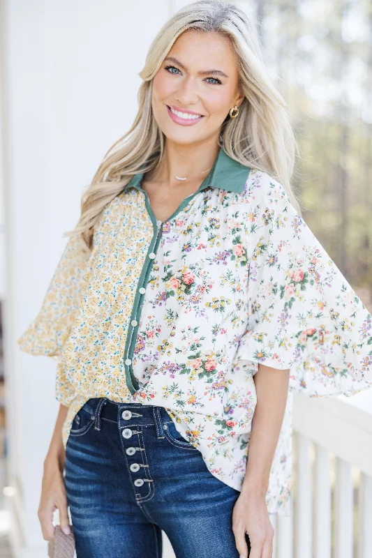 All That You Need Cream Floral Blouse