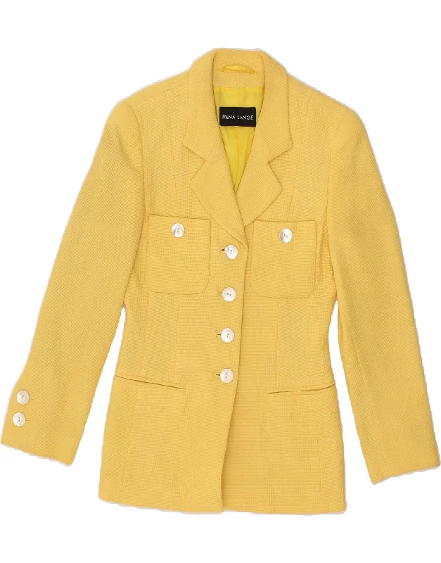 RENA LANGE Womens 4 Button Blazer Jacket EU 36 Small Yellow Virgin Wool