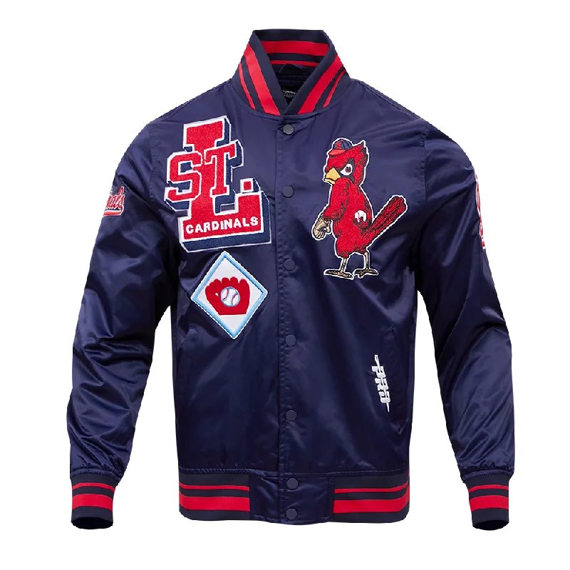 MLB ST. LOUIS CARDINALS RETRO MASHUP MEN'S RIB SATIN JACKET (MIDNIGHT NAVY/RED/MIDNIGHT NAVY)