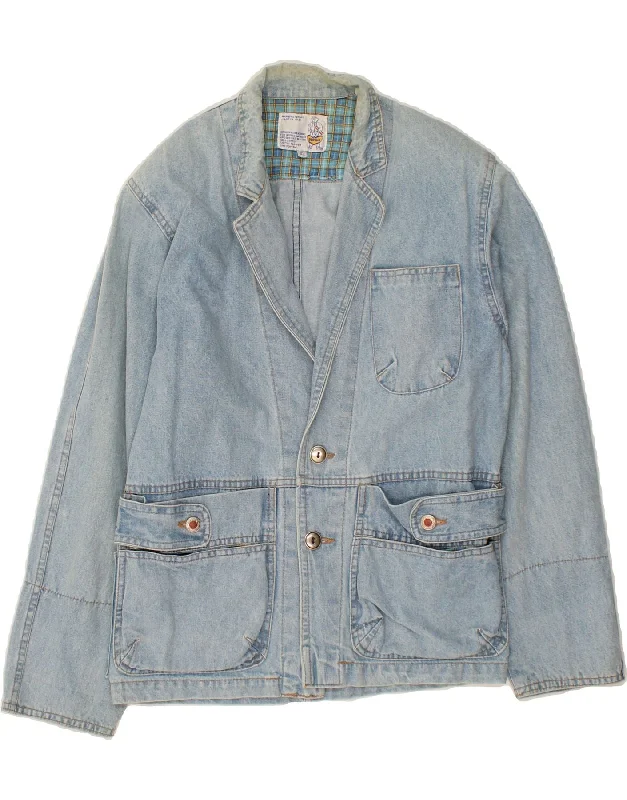 POP 84 Womens Denim Jacket IT 42 Medium Blue Cotton