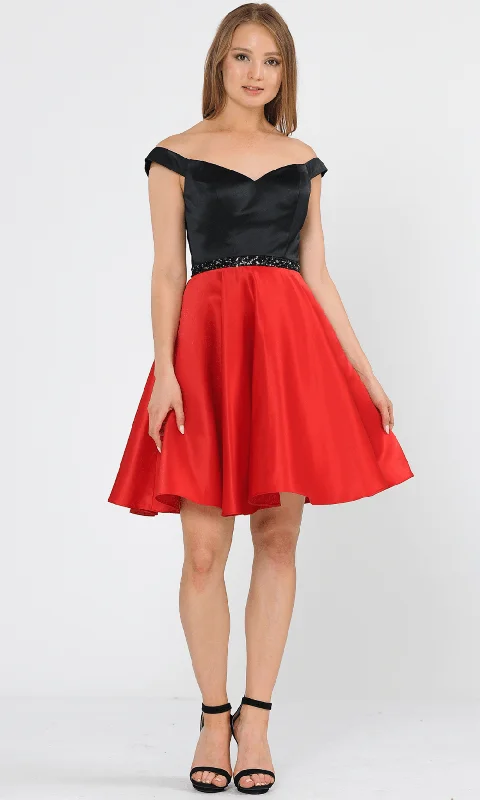 Poly USA 8532 - Off-Shoulder Sweetheart Neck Cocktail Dress