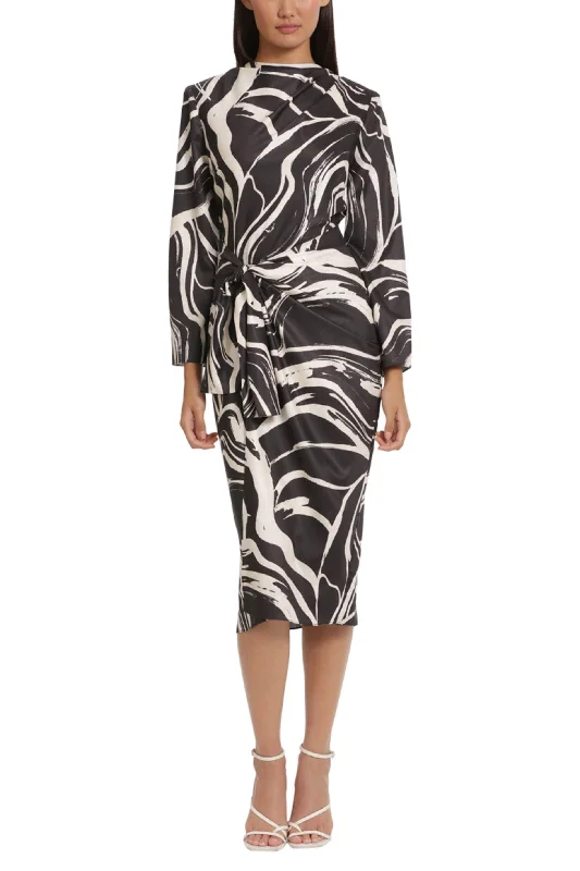 Donna Morgan D8441M - Tie Waist Marble Print Dress