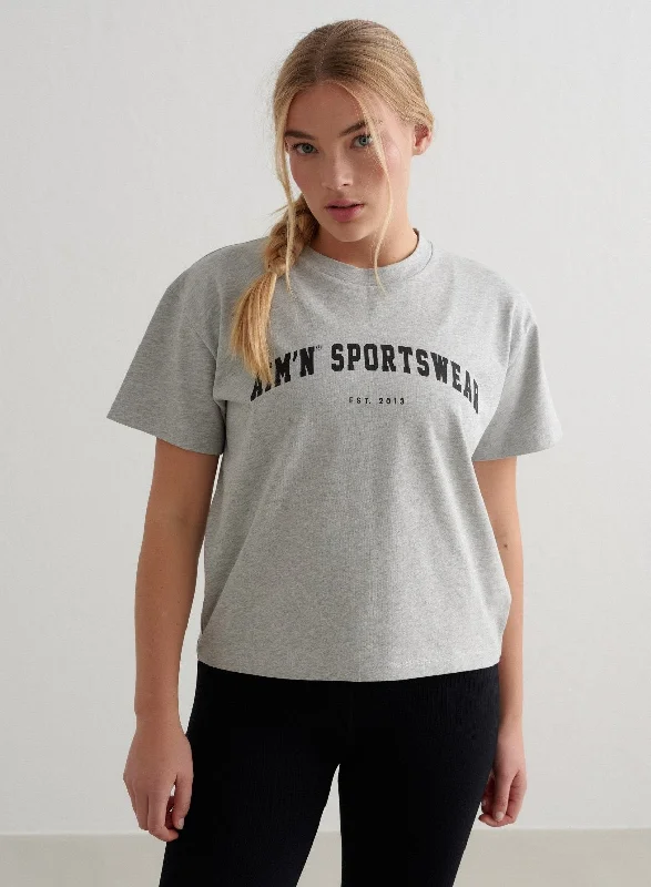 Grey Melange Varsity Boxy T-shirt