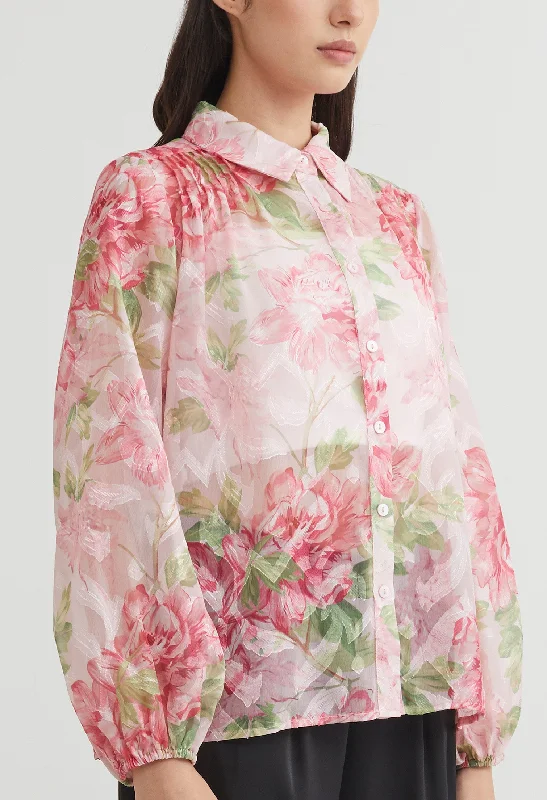 Floral Shimmer Chiffon Blouse