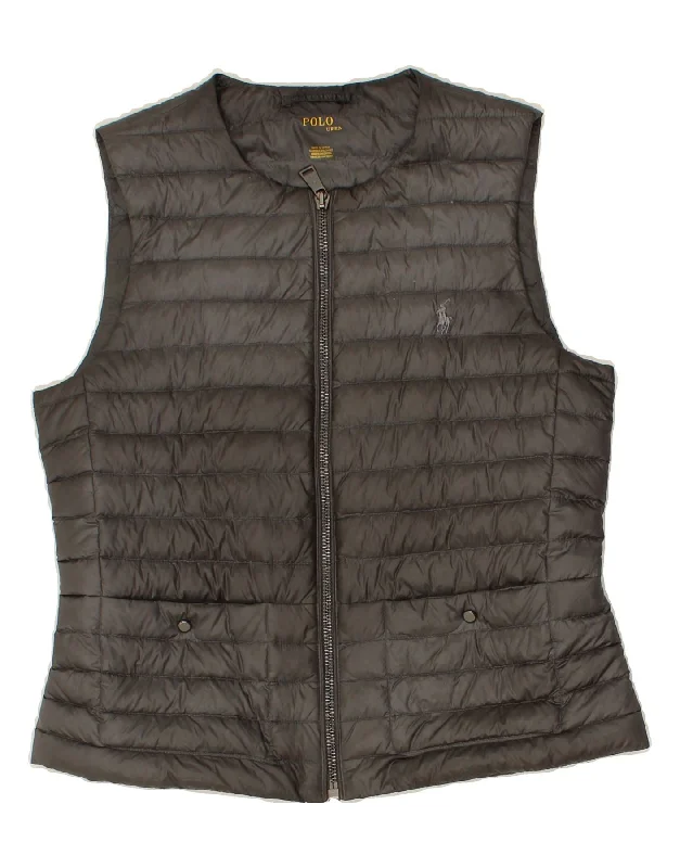 POLO RALPH LAUREN Womens Quilted Gilet UK 12 Medium Grey Nylon