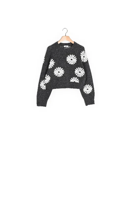 Pull en maille à fleurs