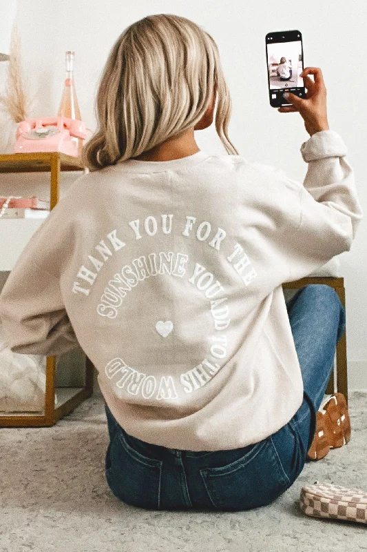 "You Add To This World" Double-Sided Graphic Sweatshirt (Oatmeal)