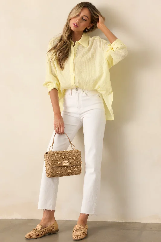 Another Sunny Day Lemon Yellow Button Front Blouse