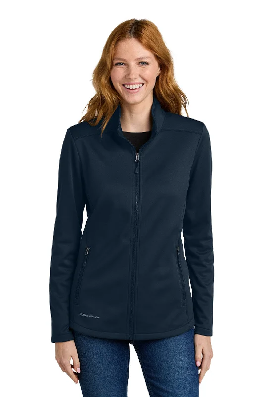 Eddie Bauer Womens Smooth Fleece Full Zip Sweatshirt w/ Pockets - River Navy Blue