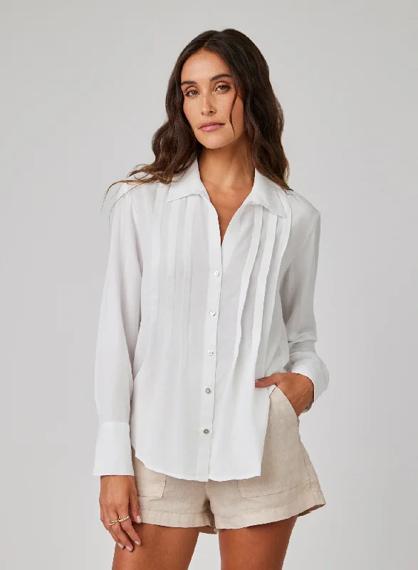 Pintuck Button Down - White