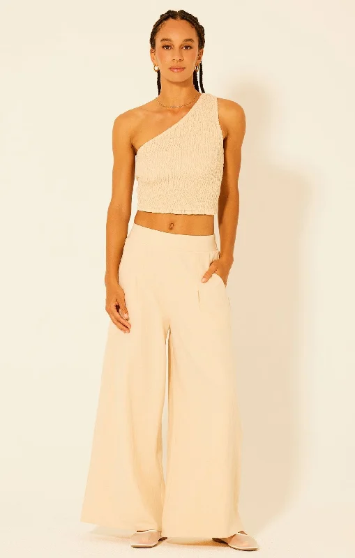 Cream Wide Leg Trouser Pant