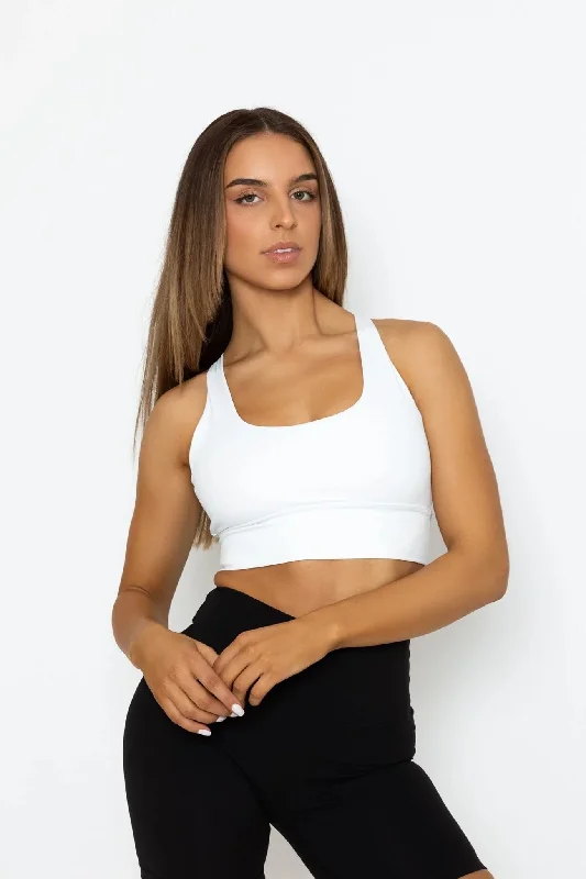 Sqaure Neck Sport Bra - White