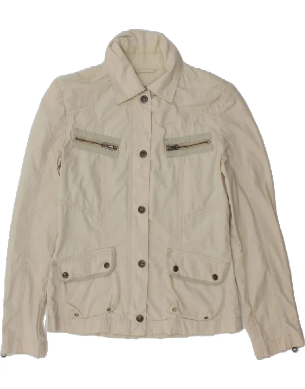 MARLBORO CLASSICS Womens Utility Jacket UK 10 Small Off White Cotton