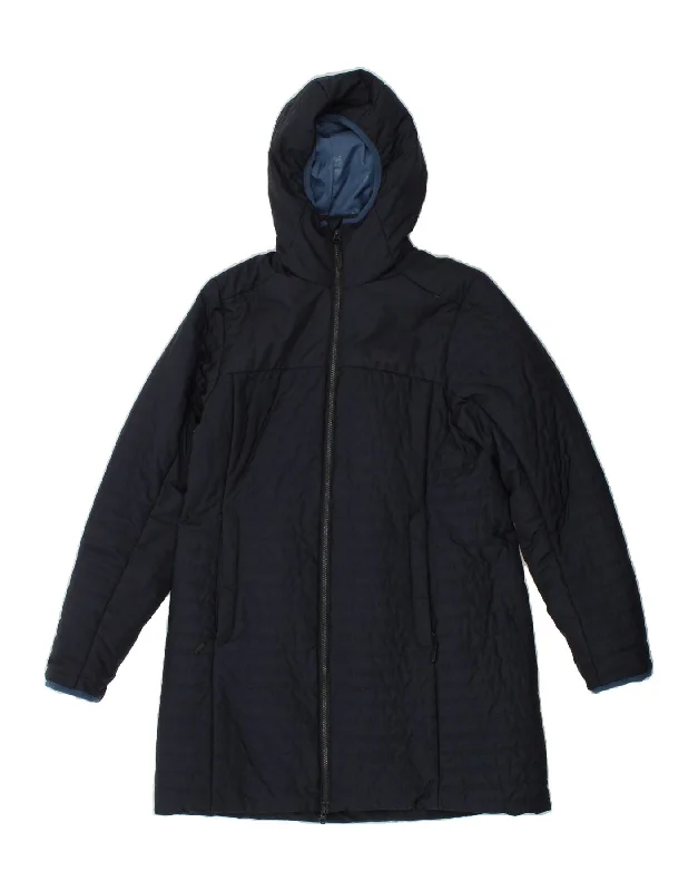 JACK WOLFSKIN Womens Hooded Padded Coat UK 12 Medium Navy Blue Polyester