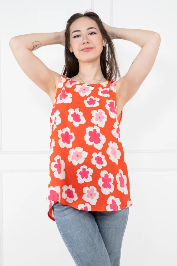 Blossoming Love Women's Floral Sleeveless Blouse