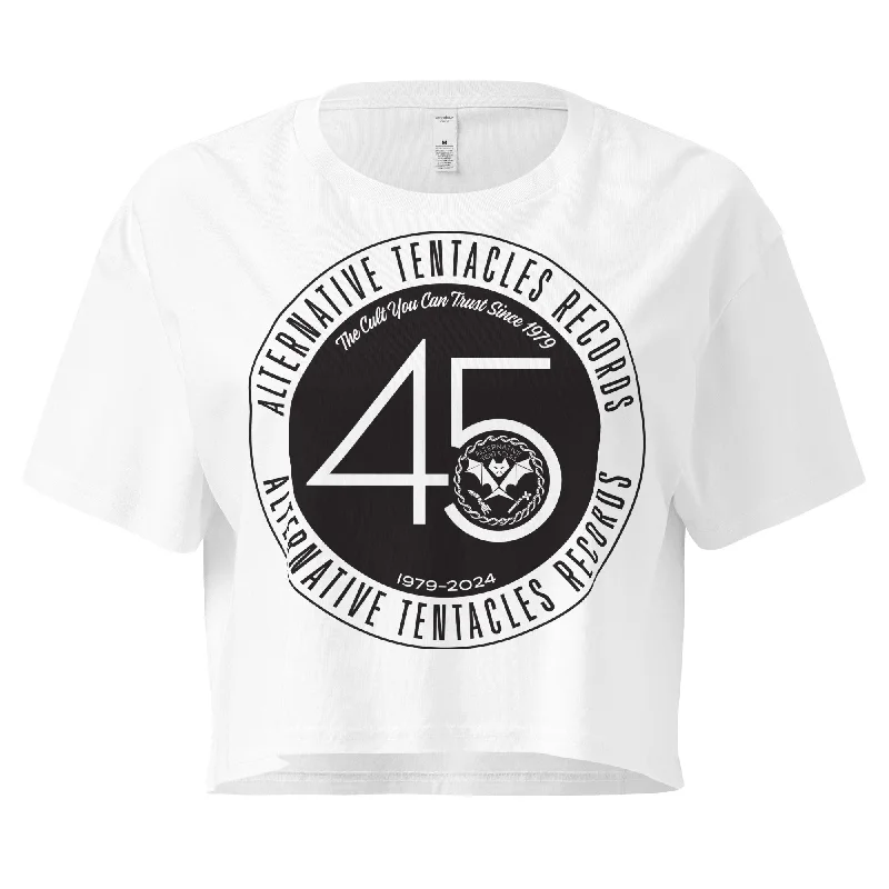 Alternative Tentacles 45th Anniversary - Black on White Women’s Crop Top