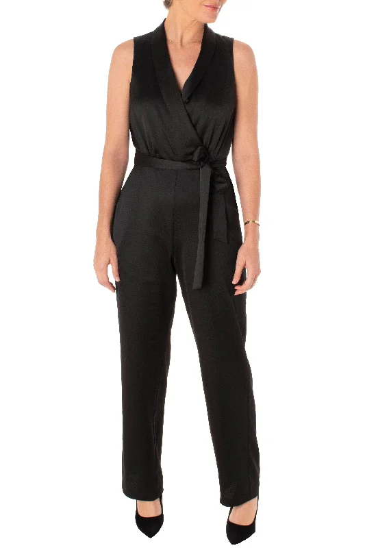 Taylor 3082M - Sleeveless Tie Waist Jumpsuit