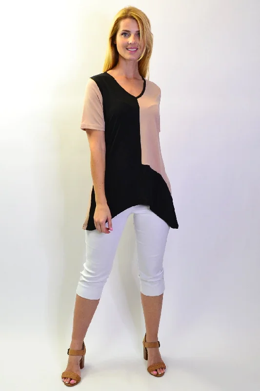 Geometric Scooped Hem Tunic Top