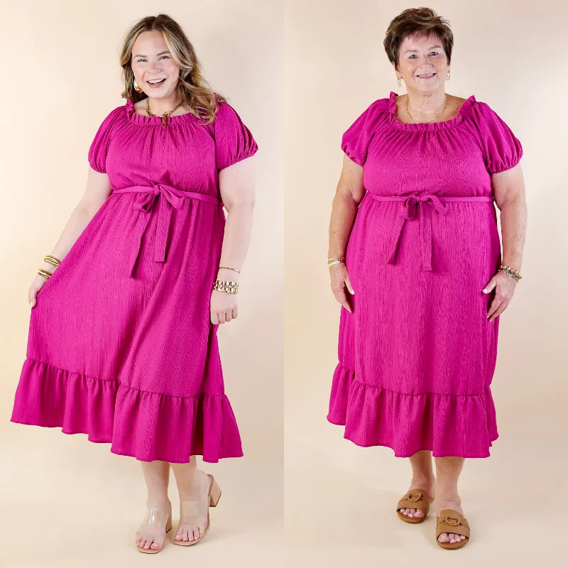 Fabulous Fusion Maxi Dress with Puff Sleeve in Berry Pink