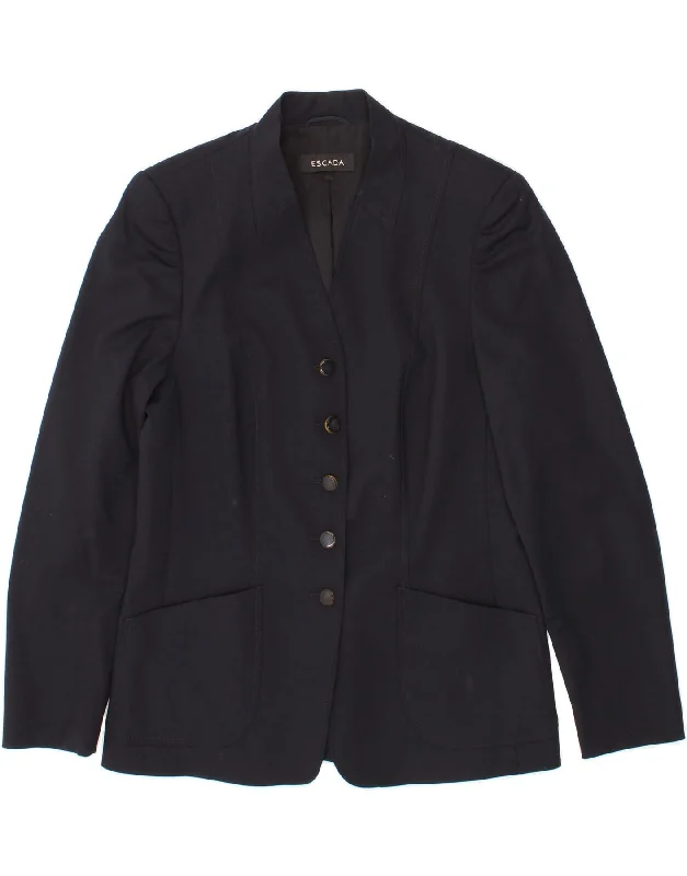 ESCADA Womens 5 Button Blazer Jacket IT 42 Medium Navy Blue New Wool