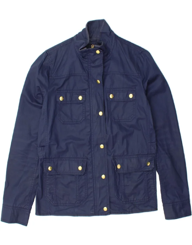 J. CREW Womens Utility Jacket UK 10 Small Navy Blue Cotton