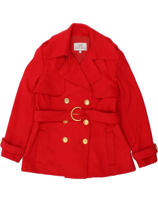 GAI MATTIOLO Womens Pea Coat IT 50 XL Red Virgin Wool