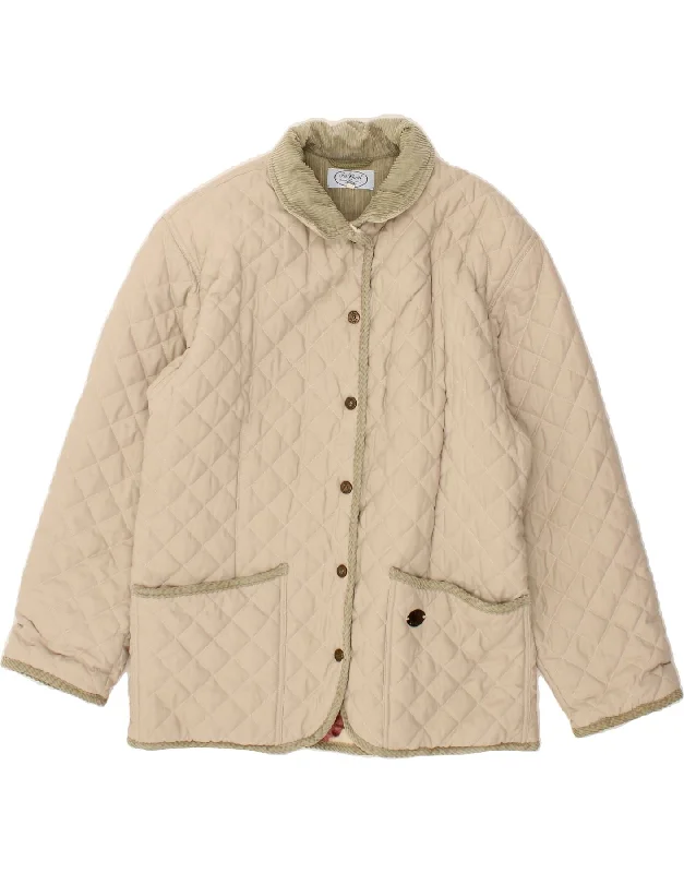 VINTAGE Womens Quilted Jacket IT 46 Large Beige Polyester