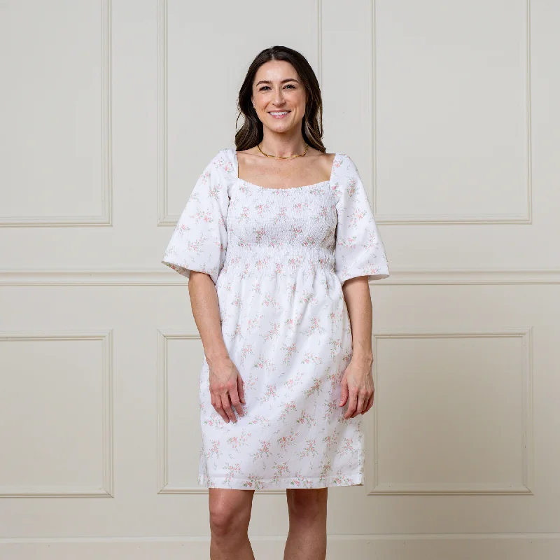 Smocked Bubble Sleeve Organic Dress