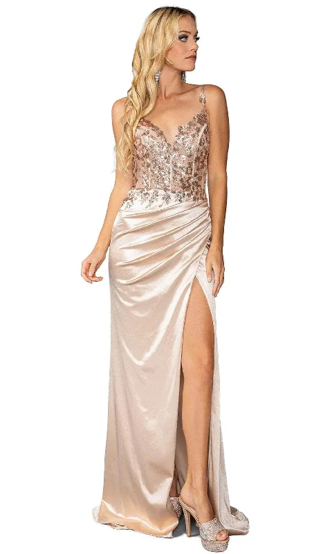 Dancing Queen 4443 - Sleeveless Ruched Detail Prom Gown