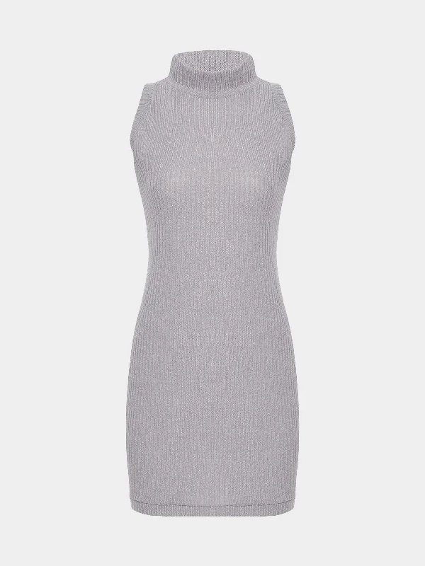 Wholesale Grey Crew Neck Sleeveless Mini Dress