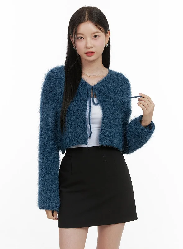 Ribbon-Trimmed Bolero Cardigan OS411