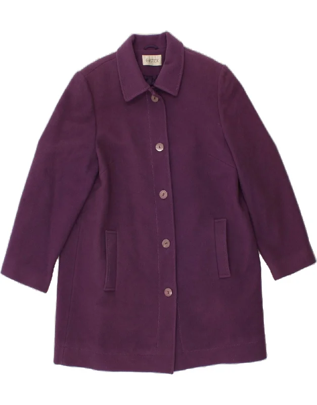 EASTEX Womens Overcoat UK 12 Medium Purple Wool